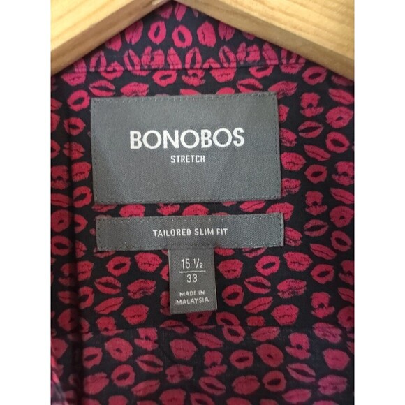 Bonobos Tailored Slim Fit Shirt Mens 15.5 / 33 Button Down Stretch Kisses - Picture 3 of 11